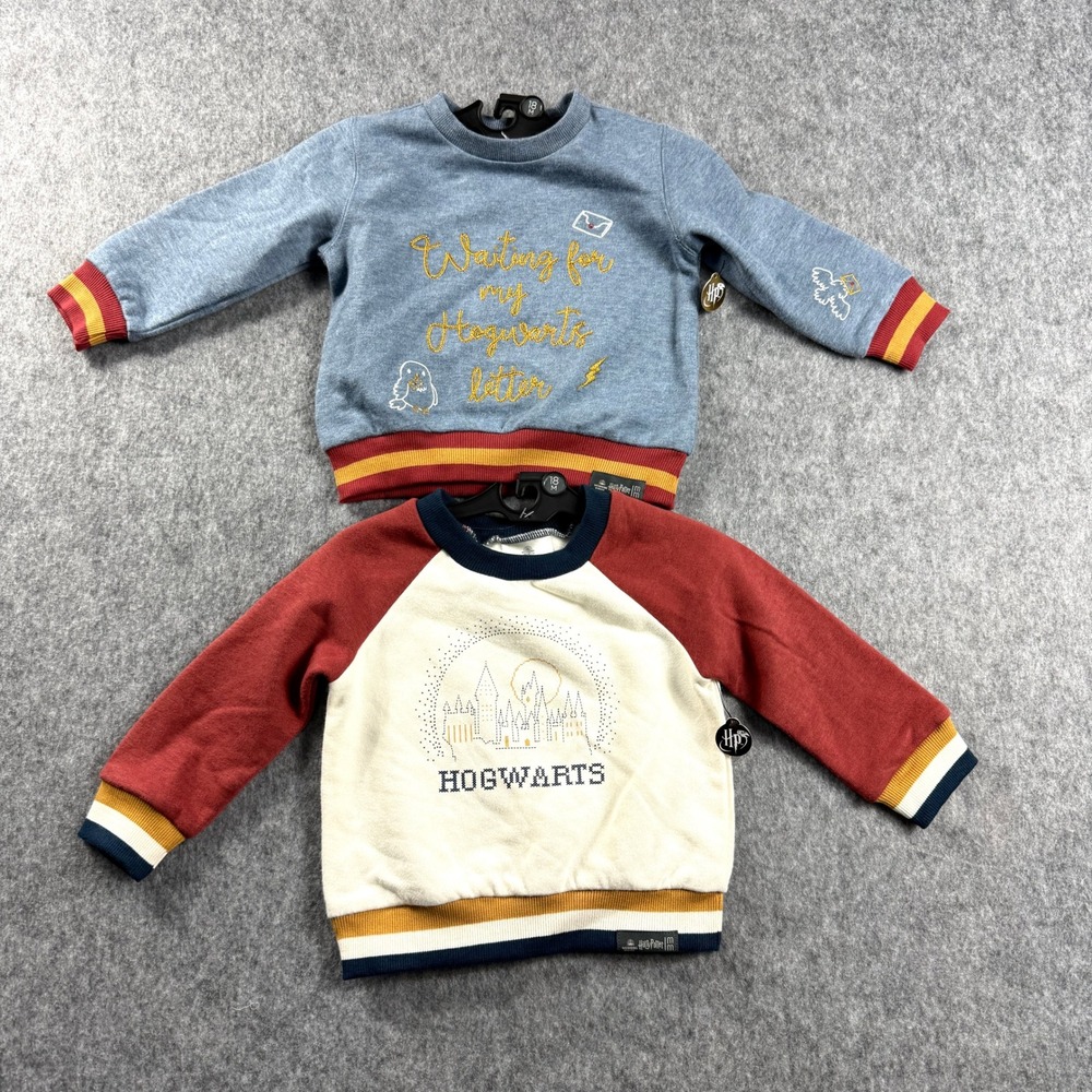 Harry Potter‎ Baby Sweatshirt Kids18M 2 Pack Hogwarts Hedwig Blue Burgundy NWT